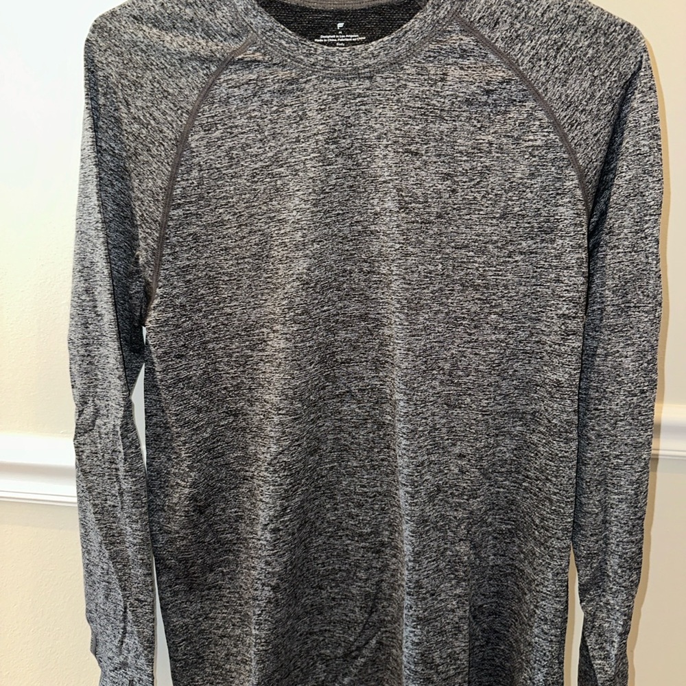 Fabletics Charcoal Athletic Activewear Long Sleeve Tee Size M